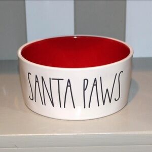 Rae Dunn Santa Paws Dog Cat Pet Bowl Christmas NEW present Holiday party